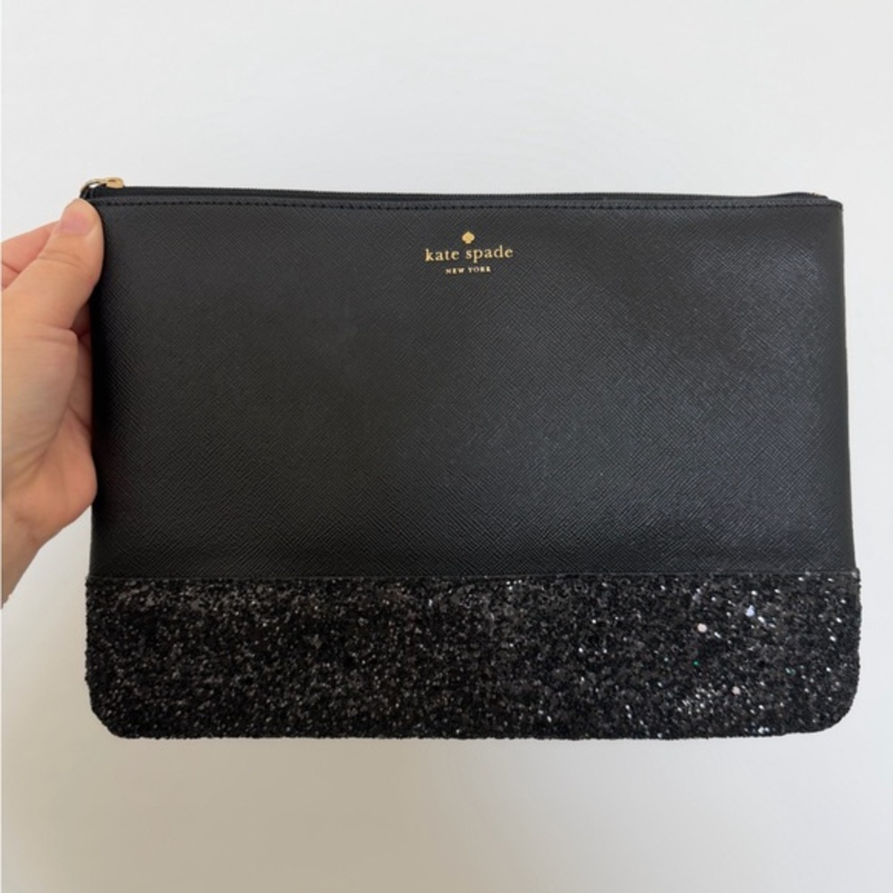 Kate Spade Black Glitter Clutch